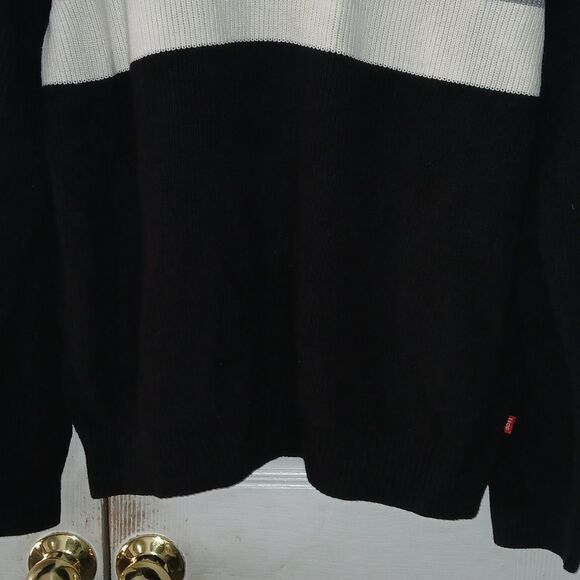 IZOD  black gray white partial zipper pull over sweater  Sz XL - Picture 2 of 5